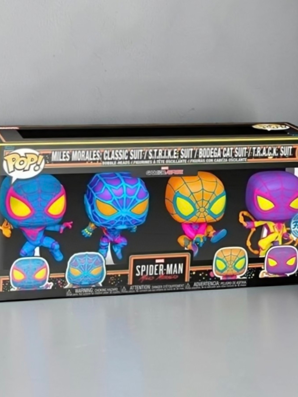 NEW Funko Pop Spiderman Special Edition Black Light 4-Pack Bobbleheads